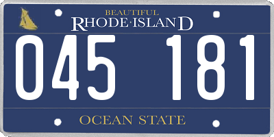 RI license plate 045181