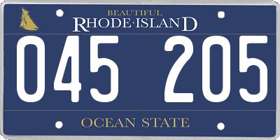 RI license plate 045205