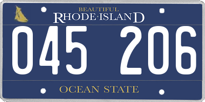 RI license plate 045206