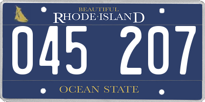RI license plate 045207