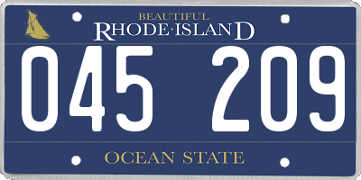 RI license plate 045209