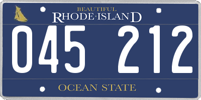 RI license plate 045212
