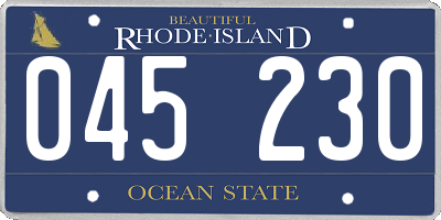 RI license plate 045230