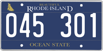 RI license plate 045301