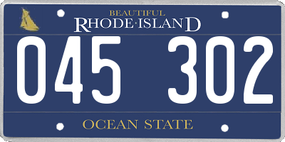 RI license plate 045302
