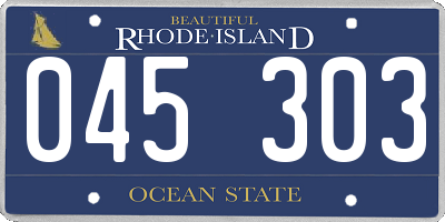 RI license plate 045303