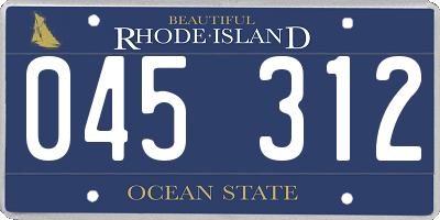 RI license plate 045312