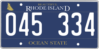 RI license plate 045334