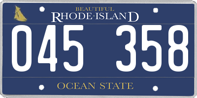 RI license plate 045358