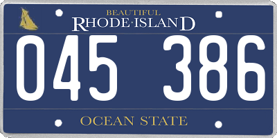 RI license plate 045386