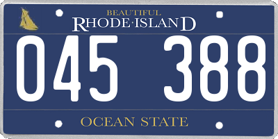 RI license plate 045388