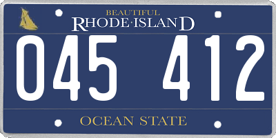 RI license plate 045412
