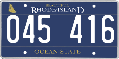 RI license plate 045416