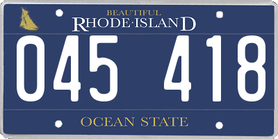 RI license plate 045418