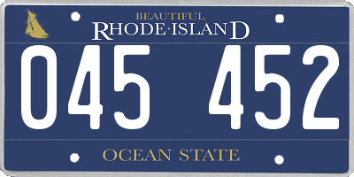 RI license plate 045452