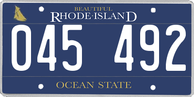 RI license plate 045492