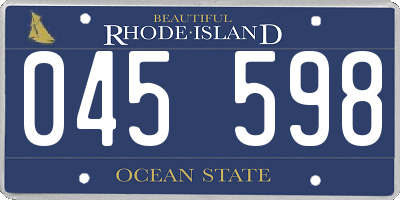 RI license plate 045598