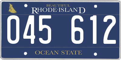 RI license plate 045612