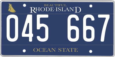 RI license plate 045667