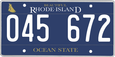 RI license plate 045672
