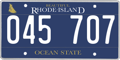 RI license plate 045707