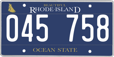 RI license plate 045758