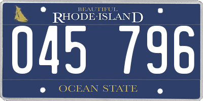 RI license plate 045796