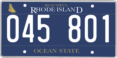 RI license plate 045801