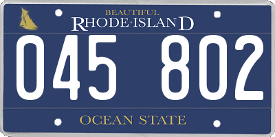 RI license plate 045802