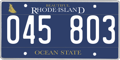 RI license plate 045803