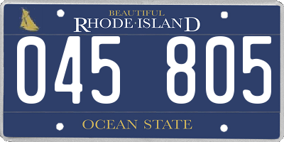 RI license plate 045805