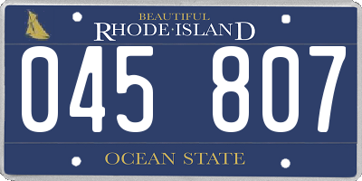 RI license plate 045807