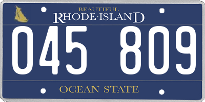 RI license plate 045809