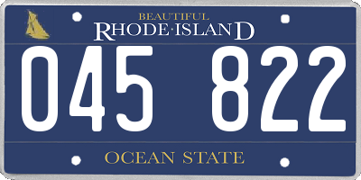 RI license plate 045822