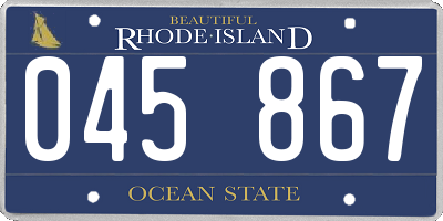 RI license plate 045867
