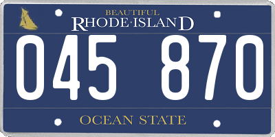 RI license plate 045870