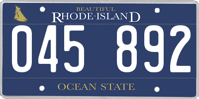 RI license plate 045892
