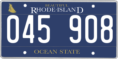 RI license plate 045908