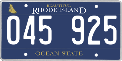 RI license plate 045925