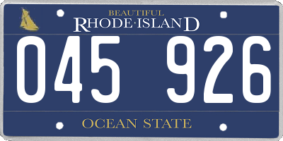 RI license plate 045926