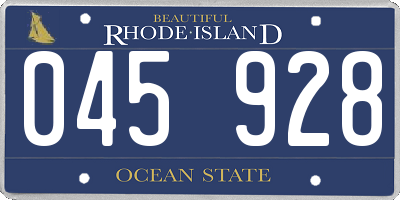 RI license plate 045928