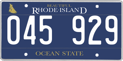 RI license plate 045929