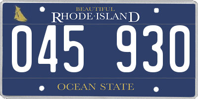 RI license plate 045930