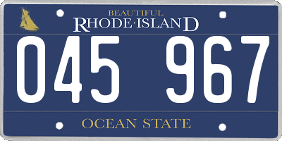 RI license plate 045967