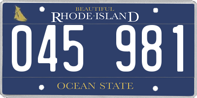 RI license plate 045981