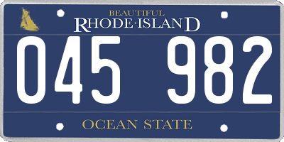 RI license plate 045982