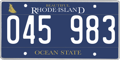 RI license plate 045983
