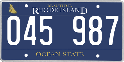 RI license plate 045987
