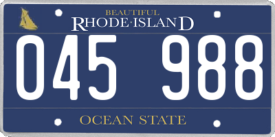 RI license plate 045988