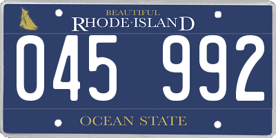 RI license plate 045992